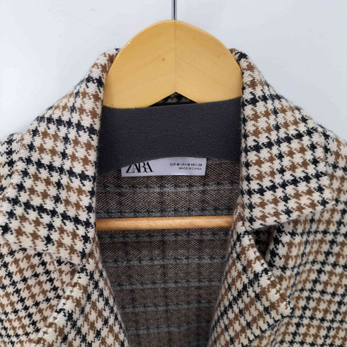 ザラ ZARA 千鳥格子柄 ニットダブルテーラードジャケット レディース import:M